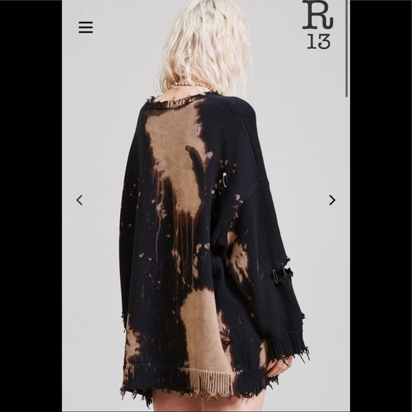 R13 DOPE distressed bleached pins sweatshirt. Size small. OVERSIZED. - Picture 6 of 12